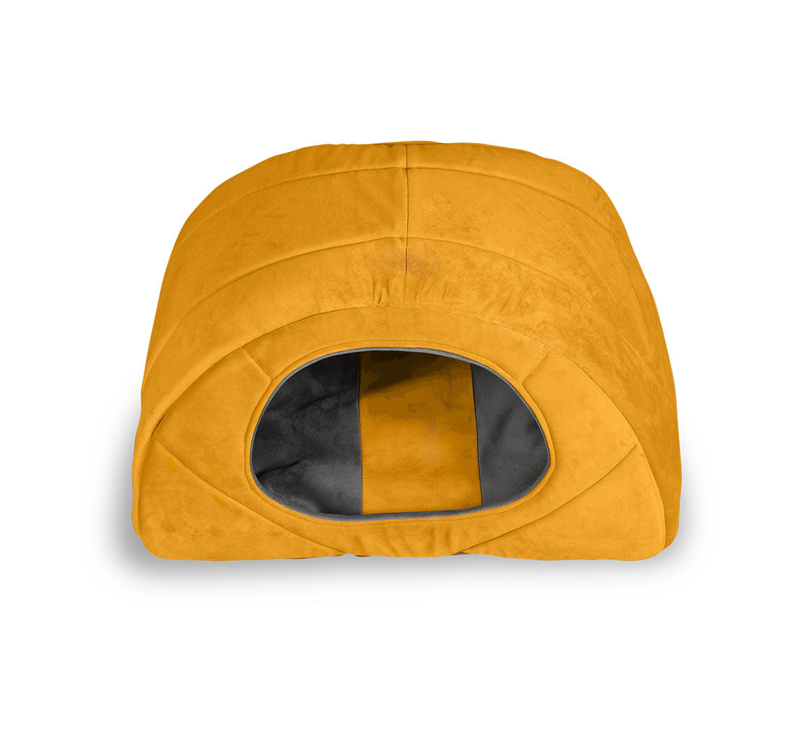 cat-nest-bed-Tiny-premium-design-soft-yellow- removable-cushion-velvet-cushion-Aristopet