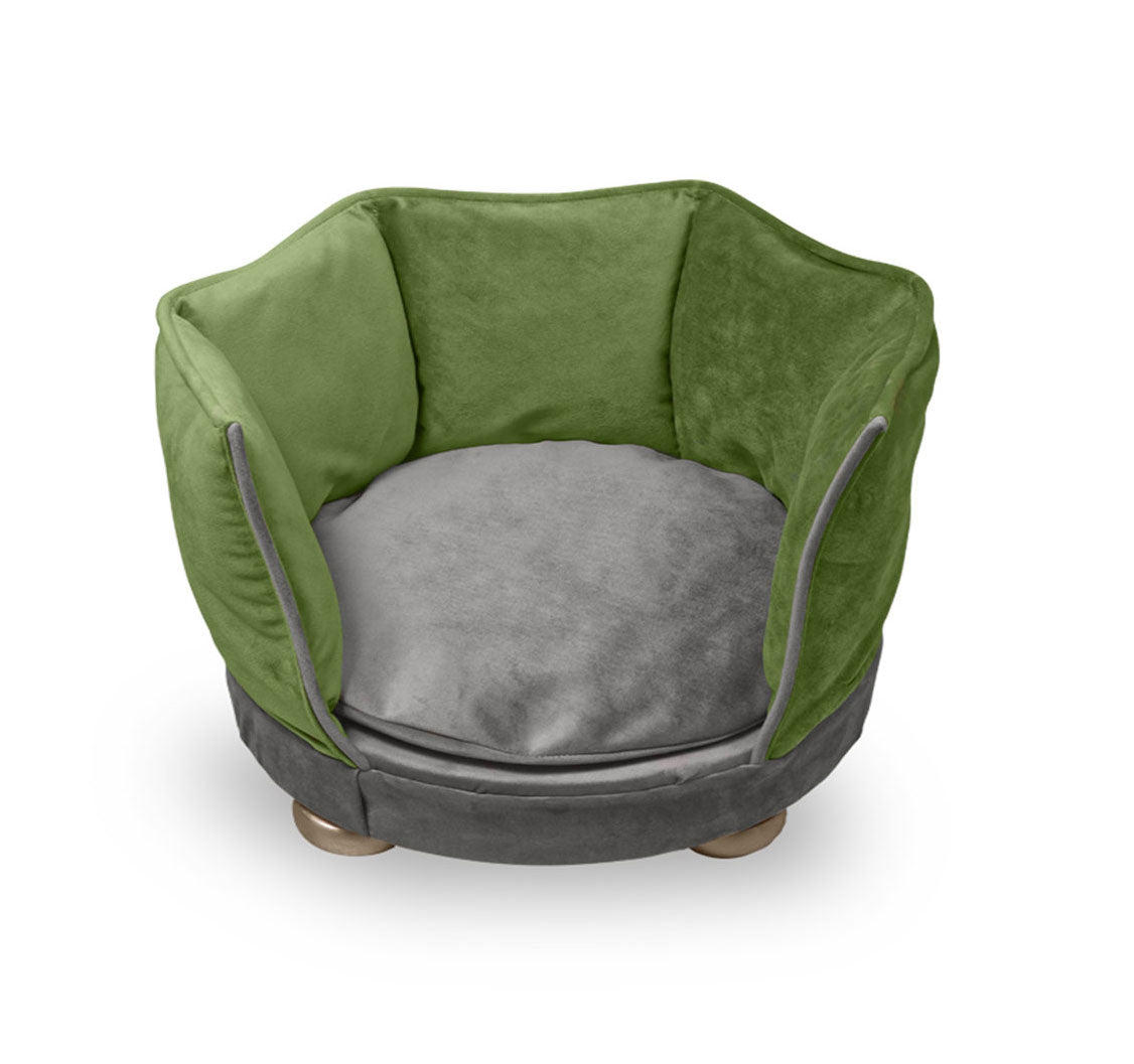 cat-bed-nest-cosy-removable-cushion-green-grey-velvet-premium-design-Aristopet