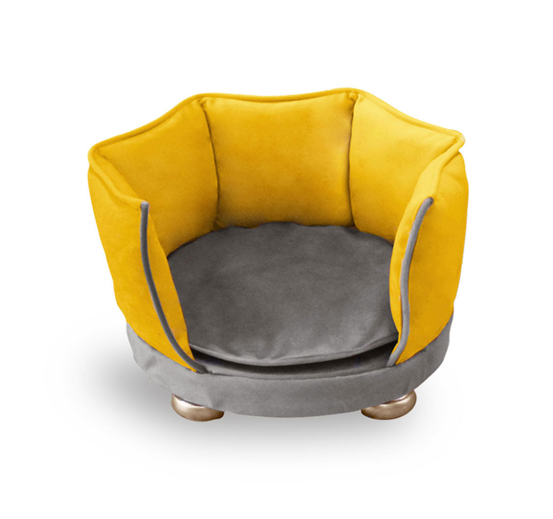 cat-bed-nest-cosy-removable-cushion-yellow-grey-velvet-wood-leg-premium-design-Aristopet