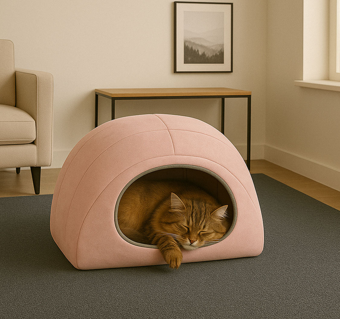 Cat House – Soft, Cozy, and Stylish for Your Feline Friend, pink velvet